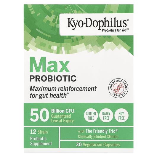 Основне фото товара Kyolic, Max Probiotic, Пробіотики, 30 капсул