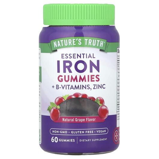 Основне фото товара Essential Iron + B-Vitamins Zinc, Залізо, 60 цукерок