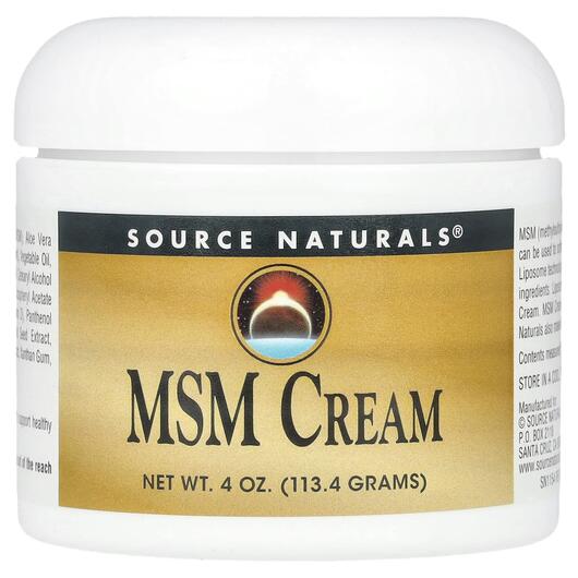Основне фото товара Source Naturals, MSM Cream, Метилсульфонілметан МСМ, 113.4 г