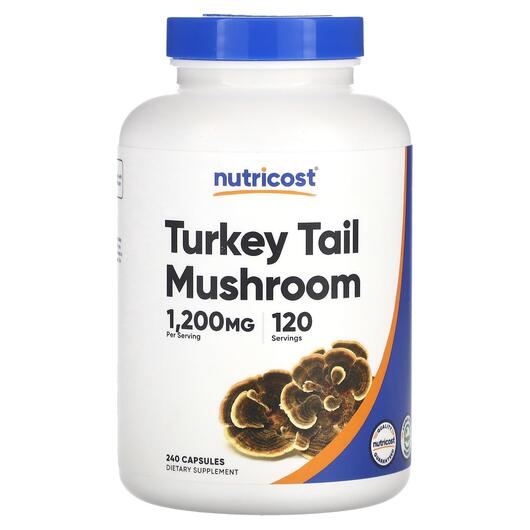 Основне фото товара Nutricost, Turkey Tail Mushroom 1200 mg, Гриби, 240 капсул