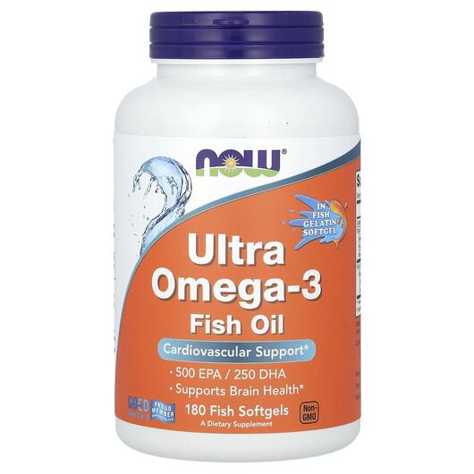 Основне фото товара NOW, Ultra Omega-3 500 EPA/250 DHA, Ультра Омега-3, 180 капсул
