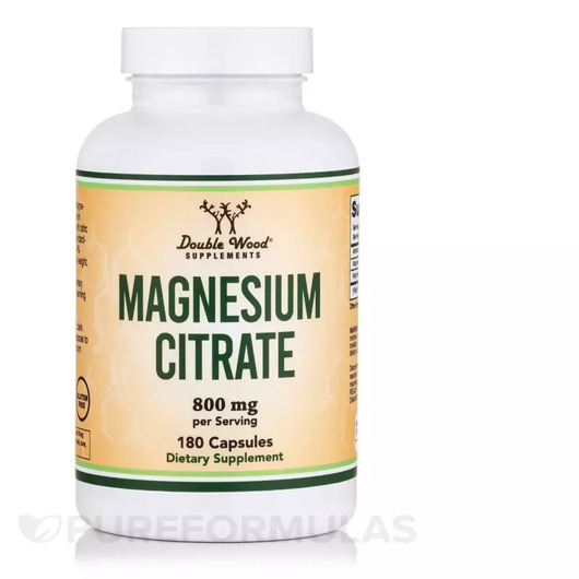 Основне фото товара Double Wood Magnesium Citrate 800 mg, Магній Цитрат, 180 капсул