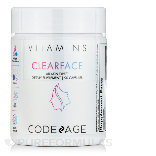 Основне фото товара CodeAge, Clearface Vitamins White Edition, Вітаміни, 90 капсул