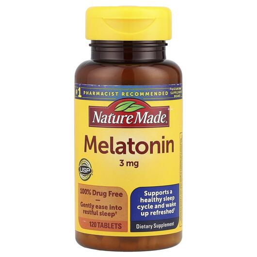 Основне фото товара Nature Made, Melatonin 3 mg, Мелатонін, 120 таблеток