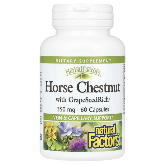 Основне фото товара Horse Chestnut 350 mg, Кінський каштан 350 мг, 60 капсул