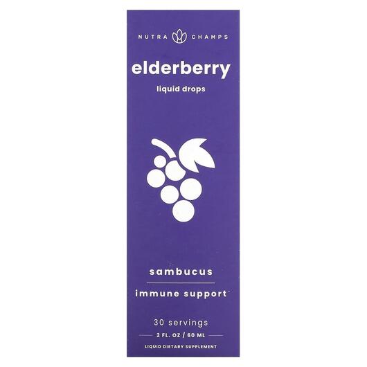 Основне фото товара NutraChamps, Elderberry Sambucus, САМе Аденозил-метионін, 60 мл