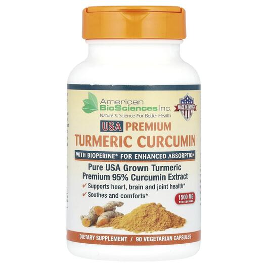 Основне фото товара USA Premium Turmeric Curcumin 1500 mg, Куркумін, 90 капсул