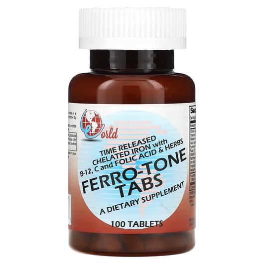 Основне фото товара World Organic, Ferro-Tone Tabs, Мультивітаміни, 100 таблеток