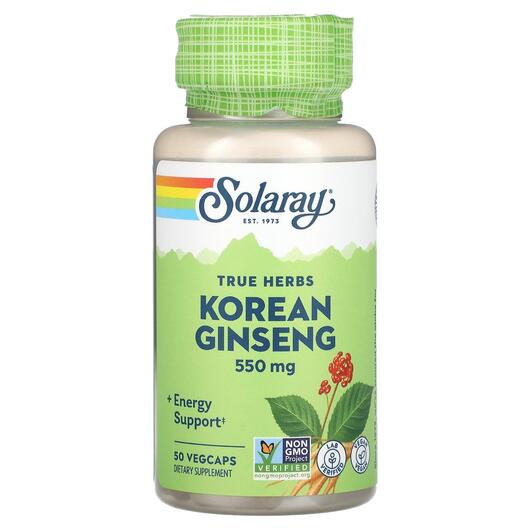 Основне фото товара True Herbs Korean Ginseng 550 mg, Женьшень звичайний, 50 капсул