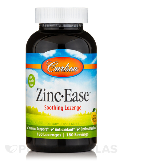 Основне фото товара Carlson, Zinc-Ease Natural Lemon Flavor, Цинк, 180 таблеток