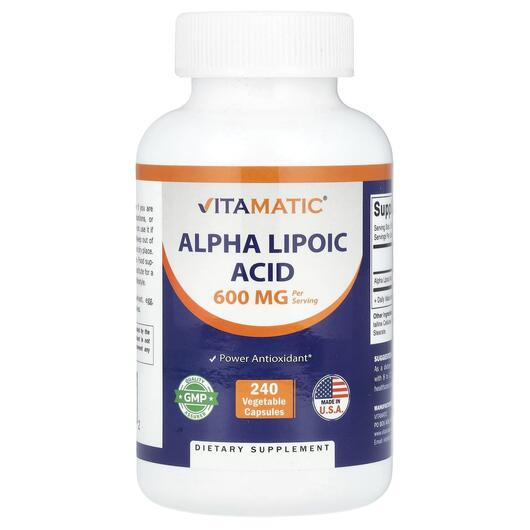 Основне фото товара Vitamatic, Alpha Lipoic Acid 600 mg, Альфа-ліпоєва, 240 капсул