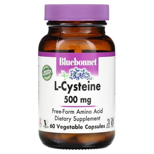 Основне фото товара L-Cysteine 500 mg, L-цистеїн 500 мг, 60 капсул