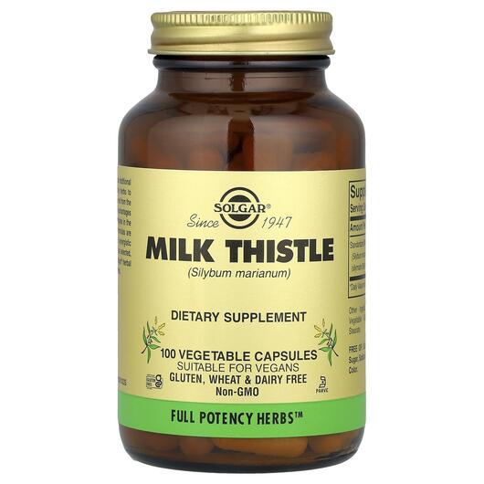 Основне фото товара Solgar, Milk Thistle 450 mg, Розторопша, 100 капсул