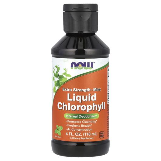 Основне фото товара NOW, Liquid Chlorophyll Extra Strength Mint, Хлорофіл, 118 мл
