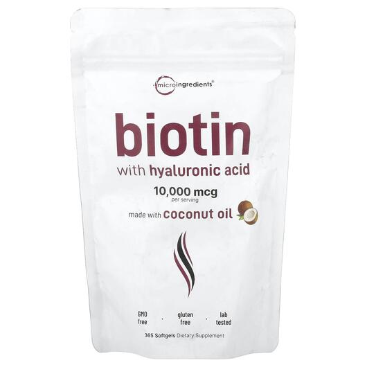 Основне фото товара Biotin with Hyaluronic Acid, Вітамін B7 Біотин, 365 капсул