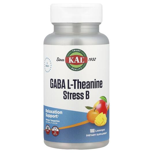 Основне фото товара KAL, GABA L-Theanine Stress B, ГАМК, 100 пастилок