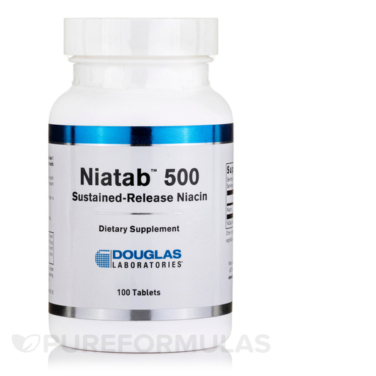 Основне фото товара Douglas Laboratories, Niatab 500, Вітамін B3 Ніацин, 100 таблеток