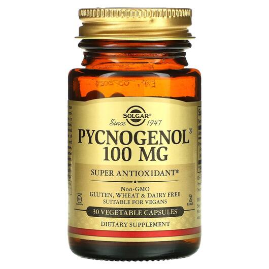 Основне фото товара Solgar, Pycnogenol 100 mg, Пікногенол 100 мг, 30 капсул