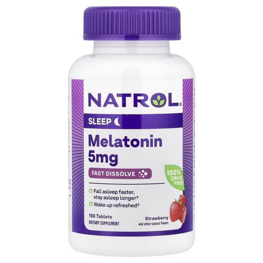 Основне фото товара Melatonin Fast Dissolve Extra Strength Strawberry, Мелатонін, 150