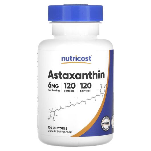 Основне фото товара Nutricost, Astaxanthin 6 mg, Астаксантин, 120 капсул