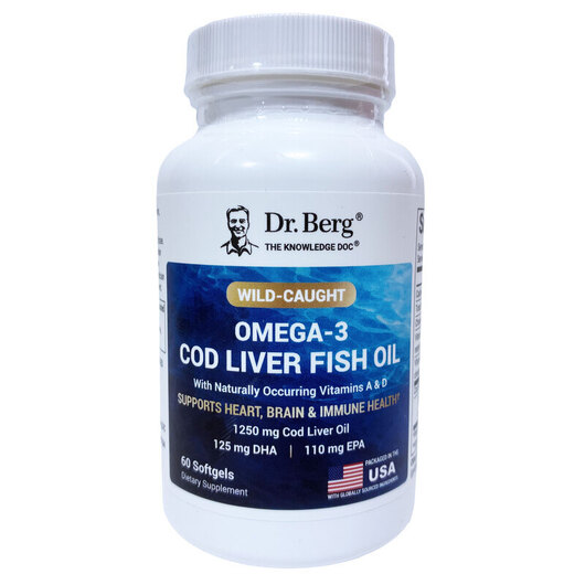 Основне фото товара Dr. Berg, Cod Liver Fish Oil, Олія печінки тріски, 60 капсул
