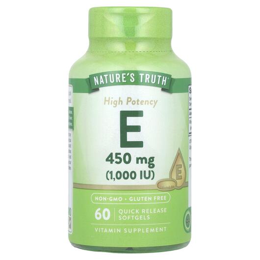 Основне фото товара Vitamin E High Potency 450 mg 1000, Вітамін E Токофероли, 60 капс