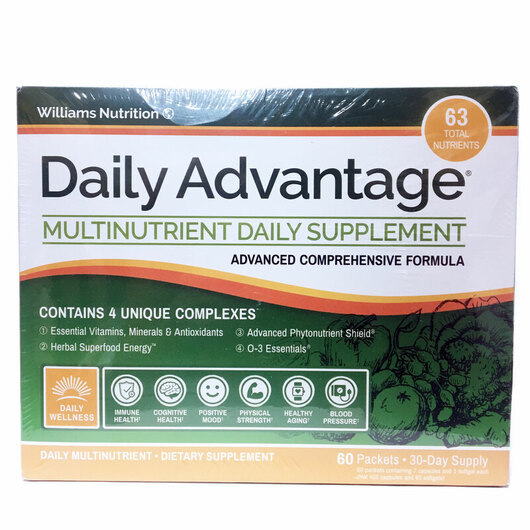 Основне фото товара Williams Nutrition, Daily Advantage, Щоденна добавка, 60 упаковок