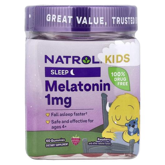 Основне фото товара Natrol, Kids Melatonin Ages 4+ Berry, Мелатонін, 60 таблеток