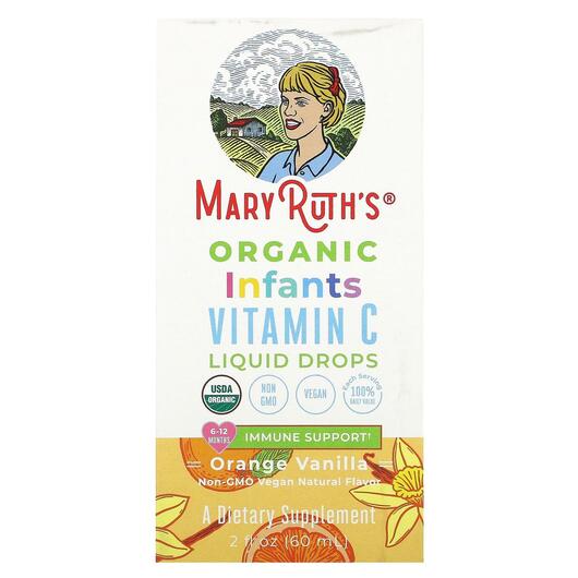 Основне фото товара Infants Vitamin C Liquid Drops 0-12 Months Orange, Вітамін C, 60 