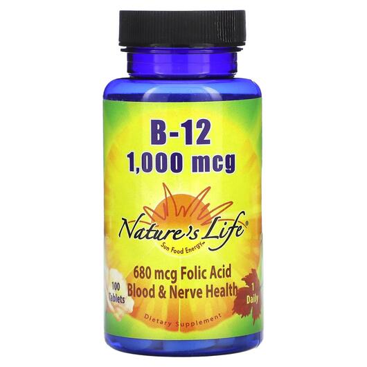 Основне фото товара Natures Life, B-12 1000 mcg, Вітамін B12 Кобаламін, 100 таблеток
