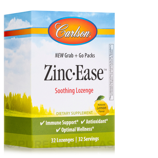 Основне фото товара Carlson, Zinc-Ease Grab + Go Packs Lemon, Цинк, 32 таблеток