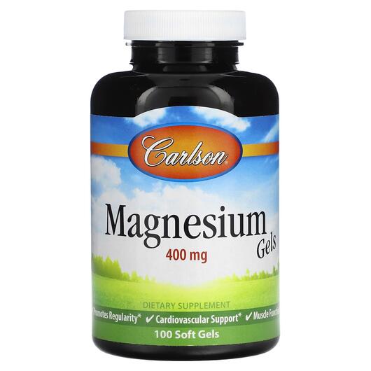 Основне фото товара Carlson, Magnesium Gels 400 mg, Магній, 100 капсул