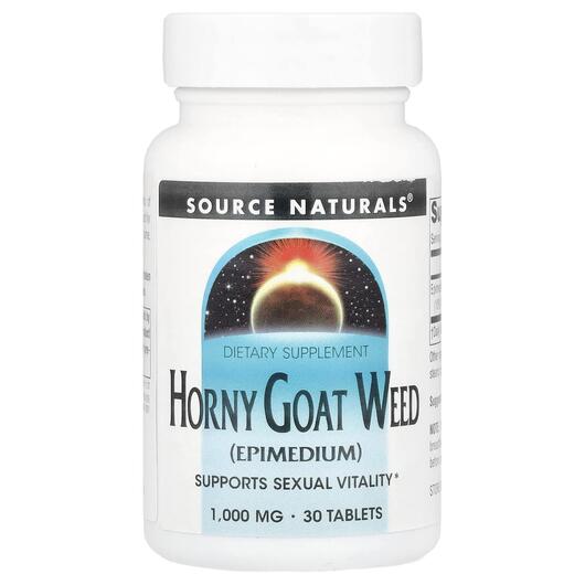 Основне фото товара Source Naturals, Horny Goat Weed 1000 mg, Горянка, 30 таблеток
