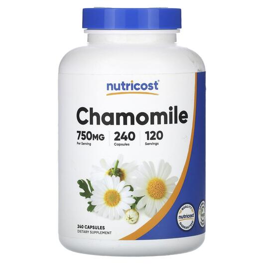 Основне фото товара Nutricost, Chamomile 750 mg, Ромашка, 240 капсул