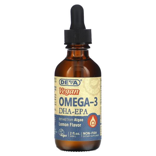 Основне фото товара Deva, Vegan Omega-3 DHA-EPA Lemon, Омега 3, 60 мл