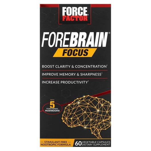 Основне фото товара Force Factor, Forebrain Focus, Підтримка мозку, 60 капсул