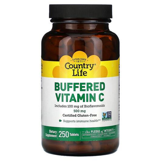 Основне фото товара Country Life, Buffered Vitamin C 500 mg, Вітамін C, 250 таблеток