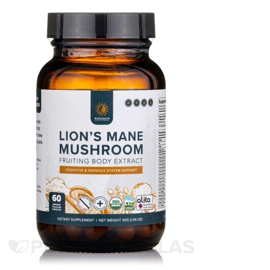 Основне фото товара Organic Lion's Mane Mushroom, Гриби Левова Грива, 60 капсул