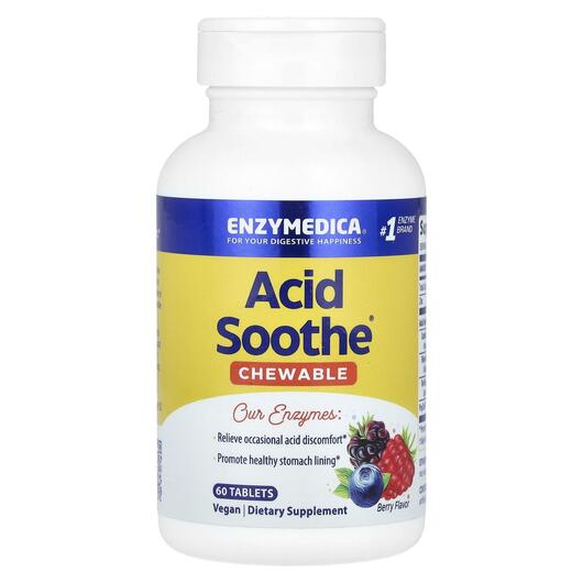 Основне фото товара Enzymedica, Chewable Acid Soothe Berry, Ферменти, 60 таблеток