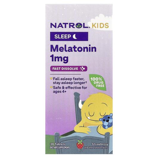 Основне фото товара Natrol, Kids Melatonin Sleep, Мелатонін, 30 таблеток