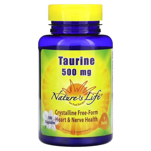 Основне фото товара Natures Life, Taurine 500 mg, L-Таурин, 100 капсул