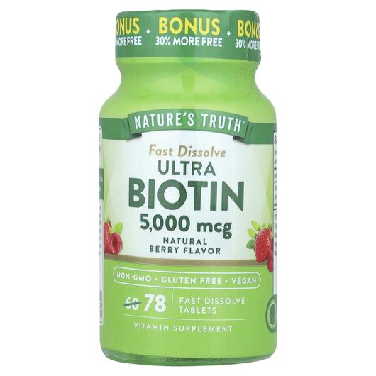 Основне фото товара Vitamins Fast Dissolve Ultra Biotin Natural, Вітаміни, 78 таблето