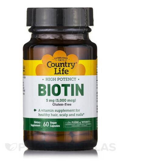 Основне фото товара High Potency Biotin 5 mg, Вітамін B7 Біотин, 60 капсул