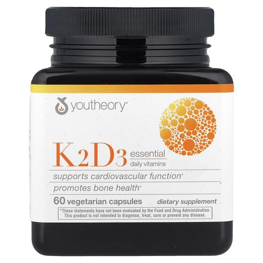 Основне фото товара K2D3 Essential Daily Vitamins, Вітаміни D3 K2, 60 капсул