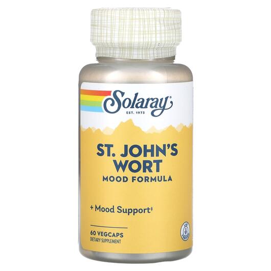 Основне фото товара Solaray, St. John's Wort Mood Formula, Звіробій, 60 капсул