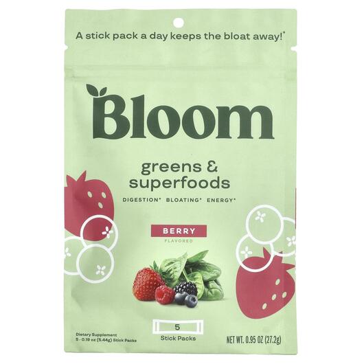 Основне фото товара Bloom, Greens & Superfoods Berry, Підтримка травної системи, 