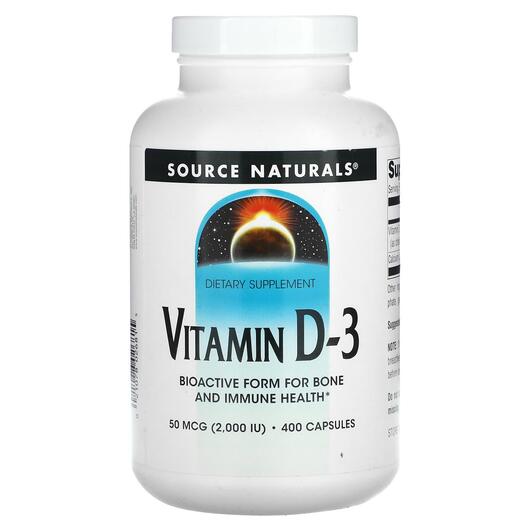 Основне фото товара Vitamin D-3 50 mcg 2000 IU, Вітамін D3 Холекальциферол, 400 капсу