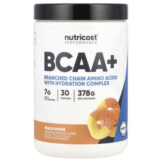 Основне фото товара Nutricost, Performance BCAA+ Peach Rings, БЦАА, 378 г