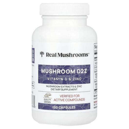 Основне фото товара Real Mushrooms Mushroom D2Z D2/Beta Glucan/Zinc, Гриби, 120 капсу