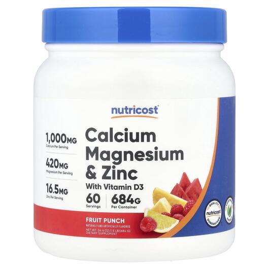 Основне фото товара Calcium Magnesium & Zinc with Vitamin D3, Кальцій, 684 г